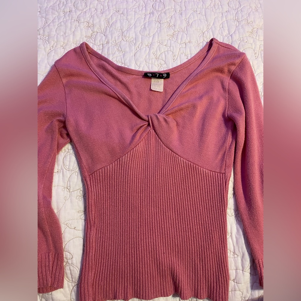 vintage pink long sleeve blouse